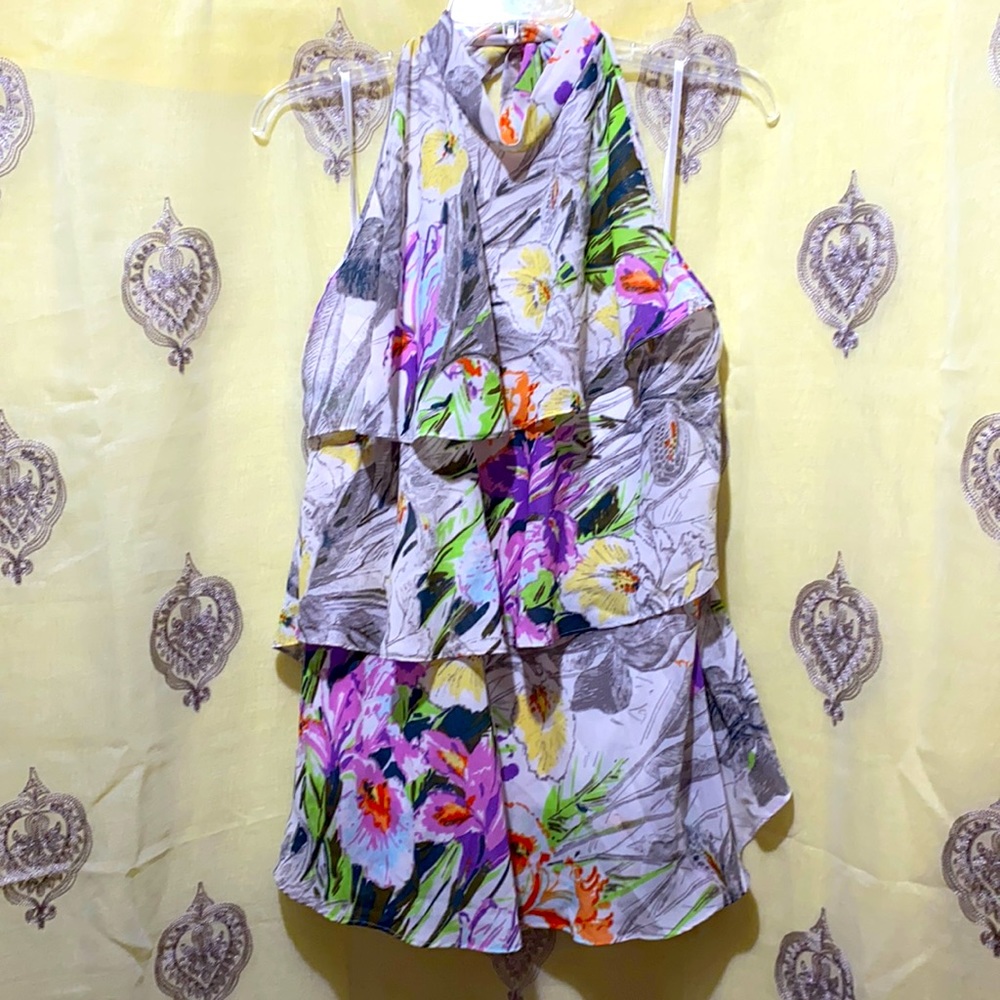 LANE BRYANT FLORAL TIERED CHIFFON HALTER DRESS SZ 22/24